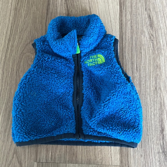 TNF Blue Lime Green Logo Fleece Vest - Picture 1 of 4